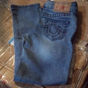 True Religion Blue Jeans with Signature Horseshoe Design
